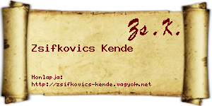 Zsifkovics Kende névjegykártya